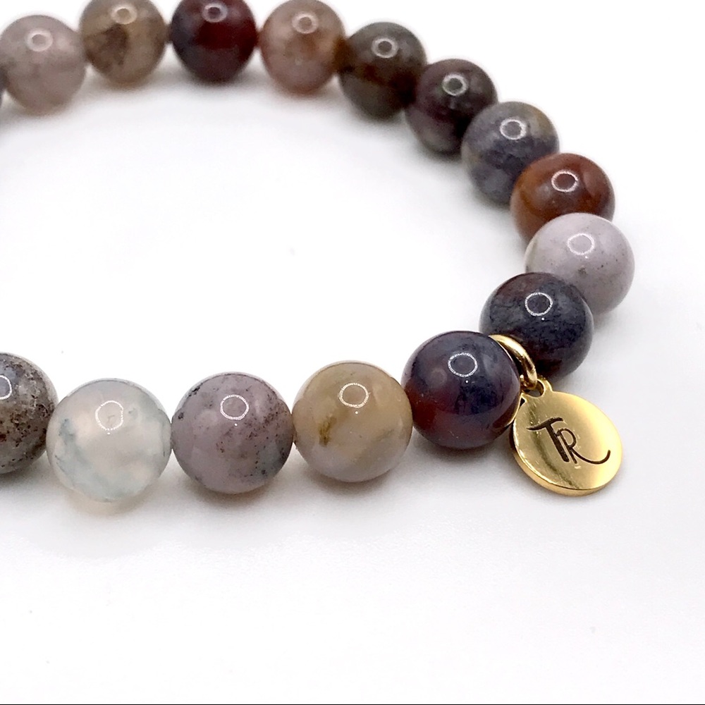 Ocean Jasper Stretch Bracelet Handmade Boutique - Picture 4 of 5
